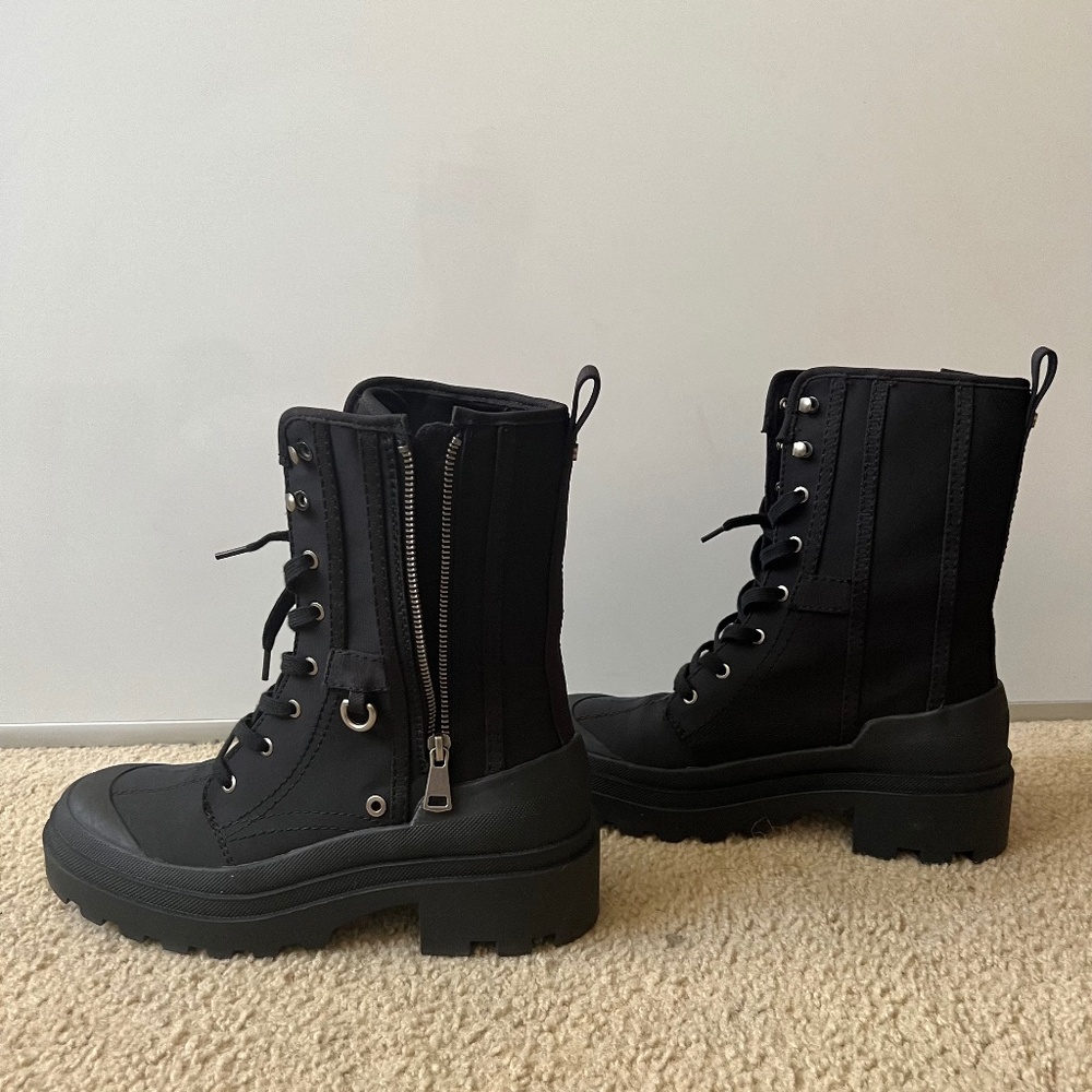 Zara fabric zipper combat boot